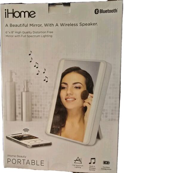 IHome portable rechargeable lighted Vanity Speaker mirror Bluetooth Audiospeaker - Picture 2 of 5
